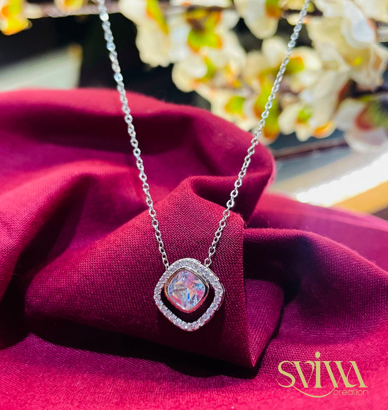 Cushion-Cut Crystal Pendant