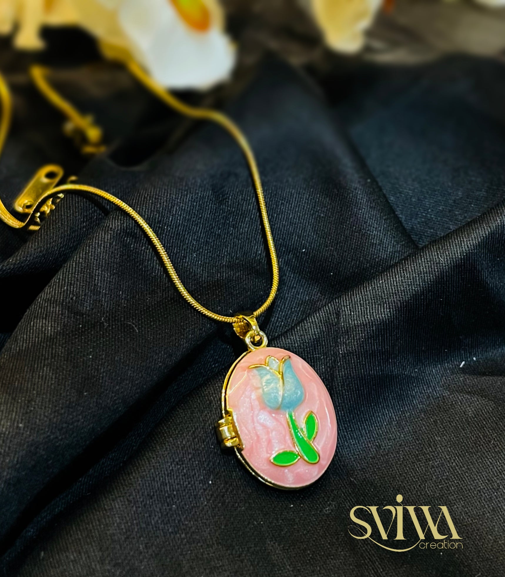 Pastel Rose Oval Locket