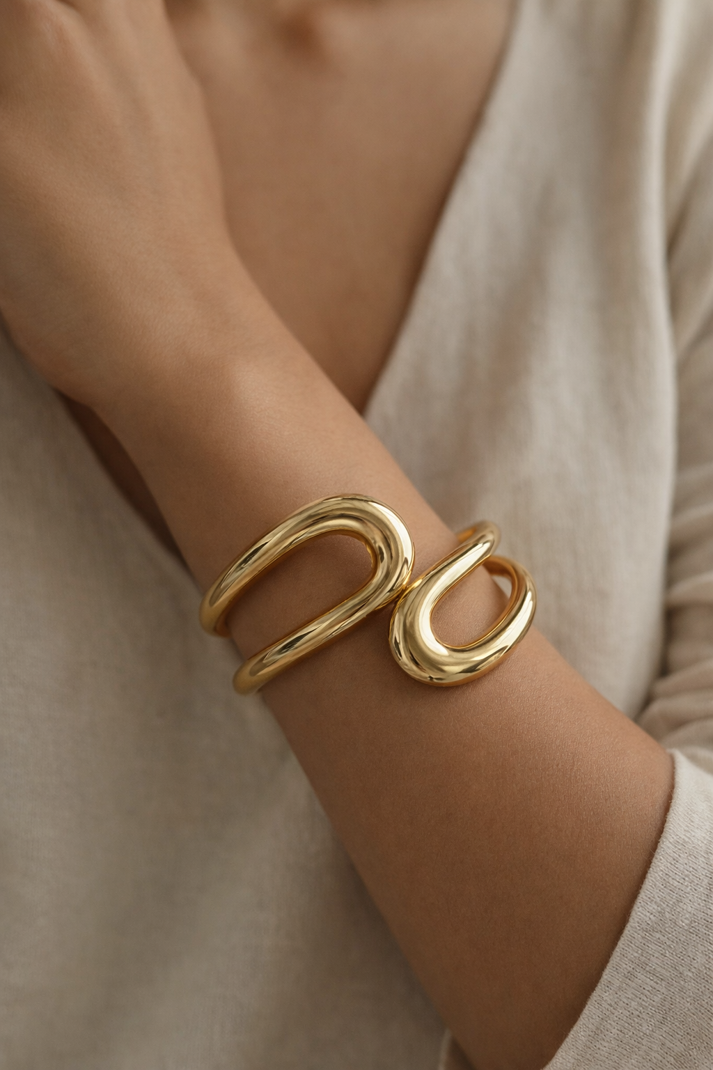 Sculptural Wave Cuff Bracelet