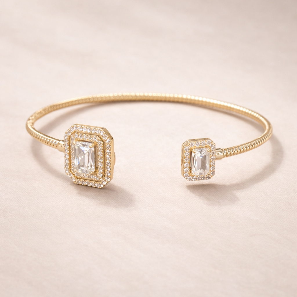 Crystal Halo Open Cuff Bracelet