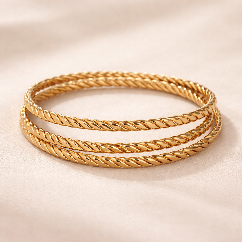 Twisted Rope Bangle Set