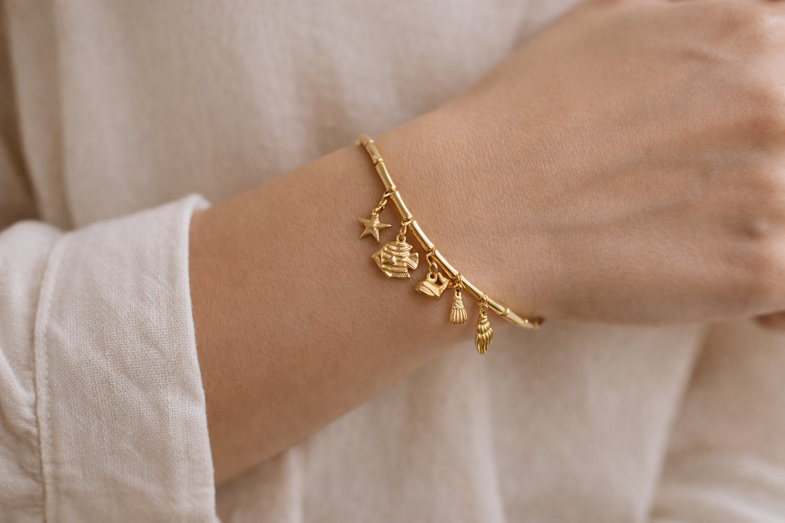 Ocean Charm Bamboo Bangle