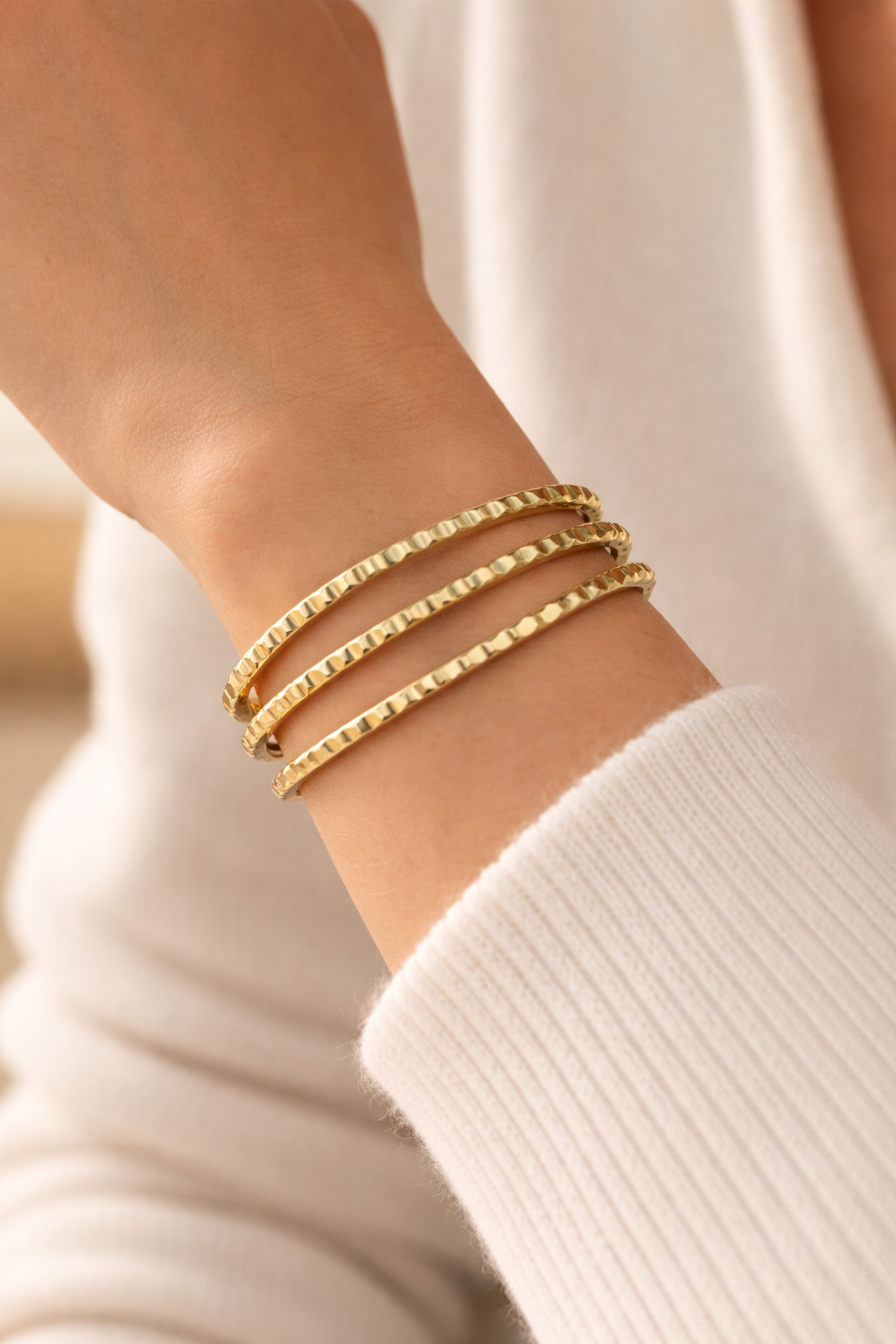 Hammered Texture Bangle Set