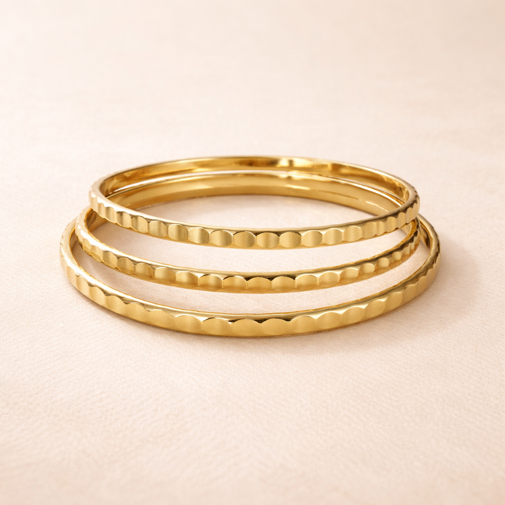 Hammered Texture Bangle Set