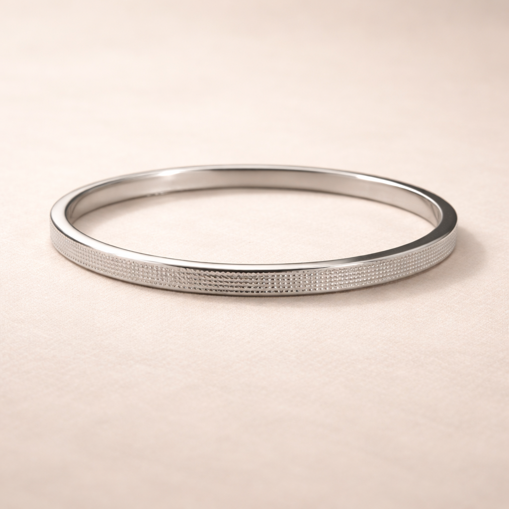 Textured Dot Bangle Silver