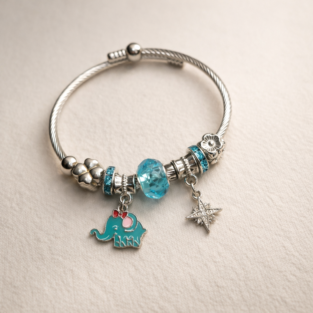 Elephant & Star Charm Bracelet