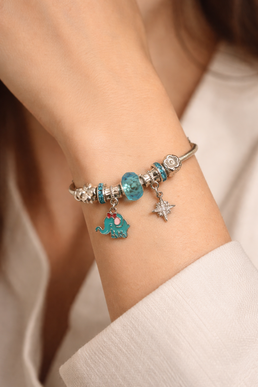 Elephant & Star Charm Bracelet