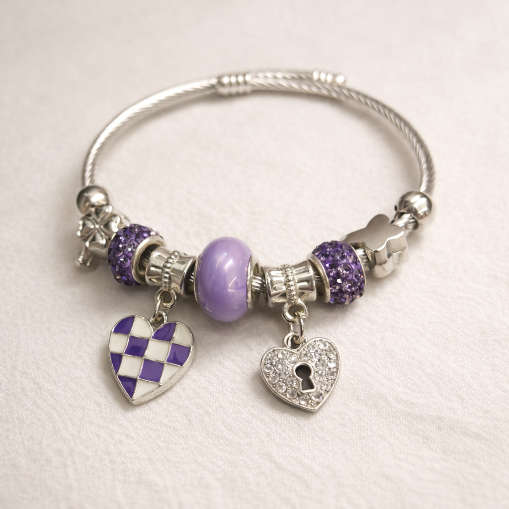 Purple Heart Charm Bracelet