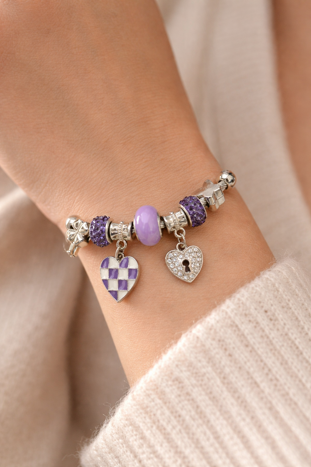 Purple Heart Charm Bracelet