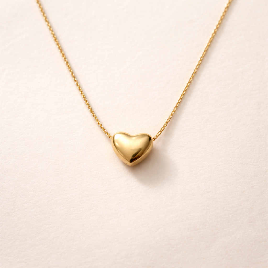 Puffed Heart Pendant Necklace