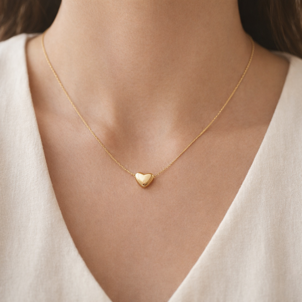 Puffed Heart Pendant Necklace