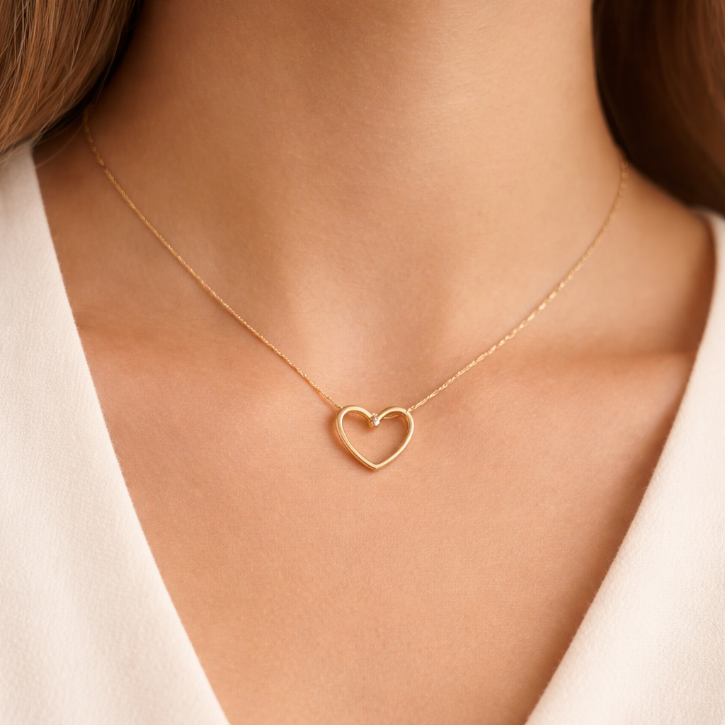 Open Heart Crystal Necklace