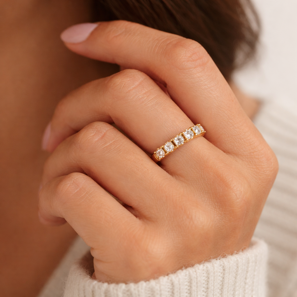 Five-Stone Emerald Crystal Band Ring