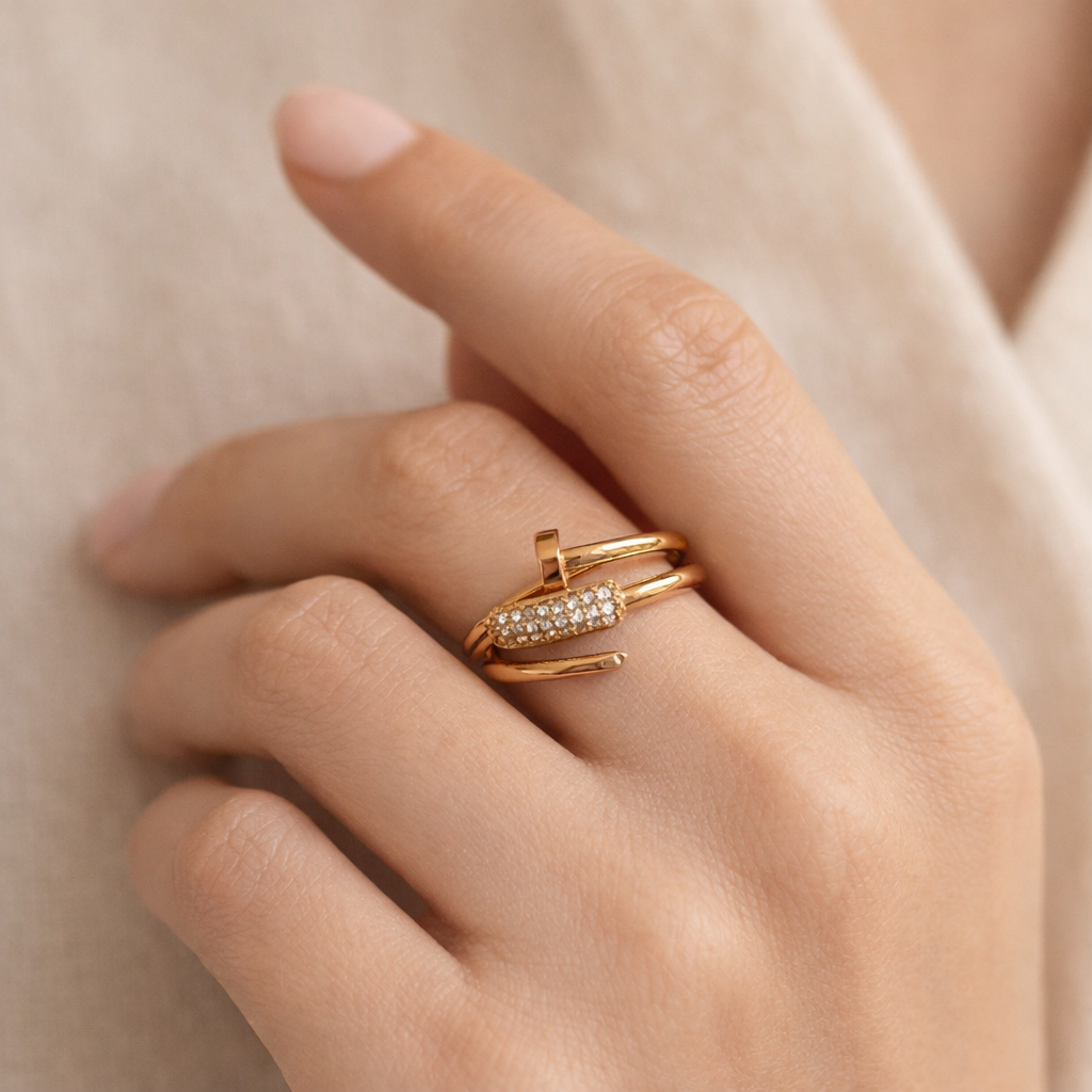 Crystal Nail Wrap Ring