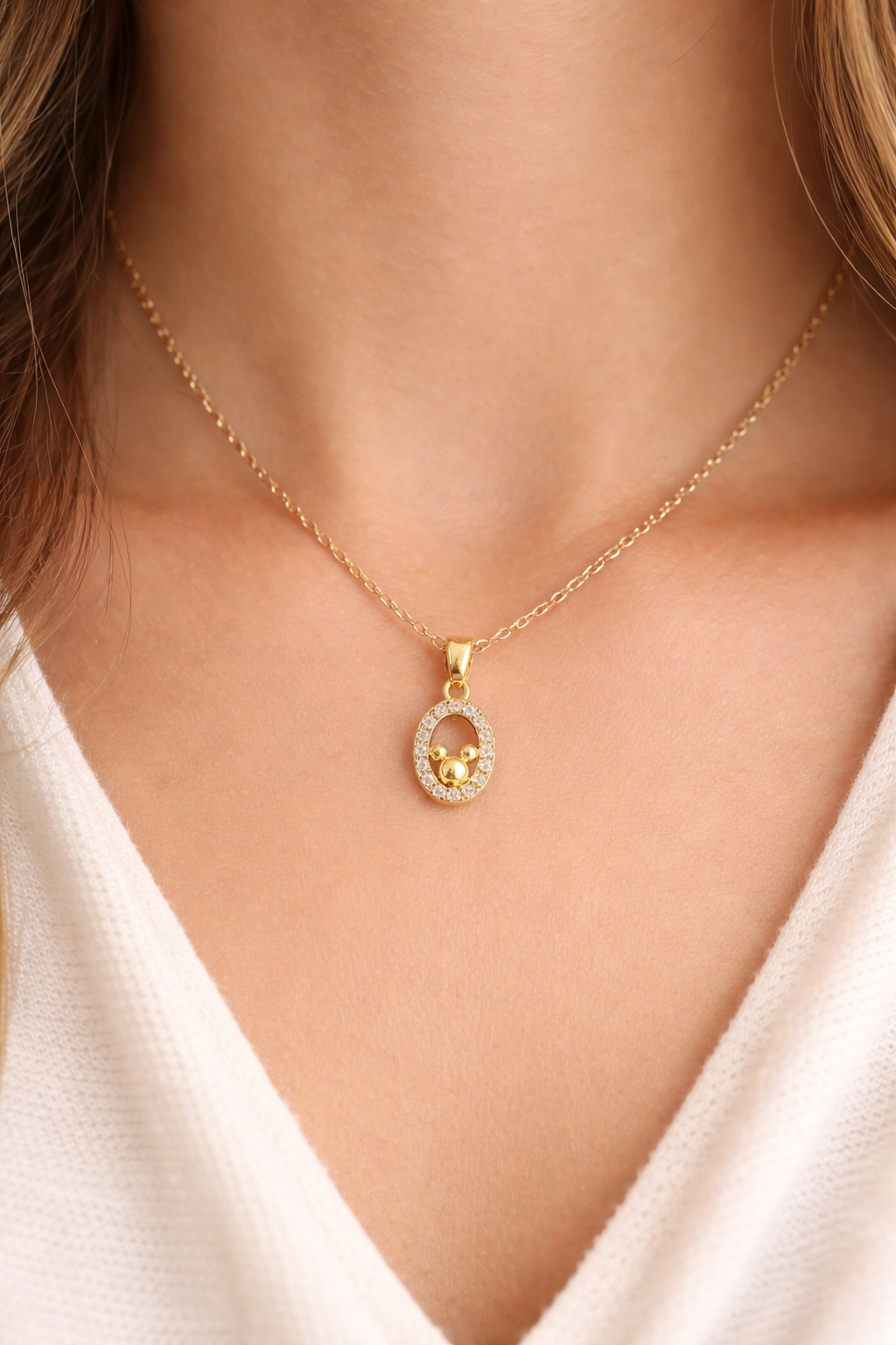 Champagne Crystal Halo Necklace