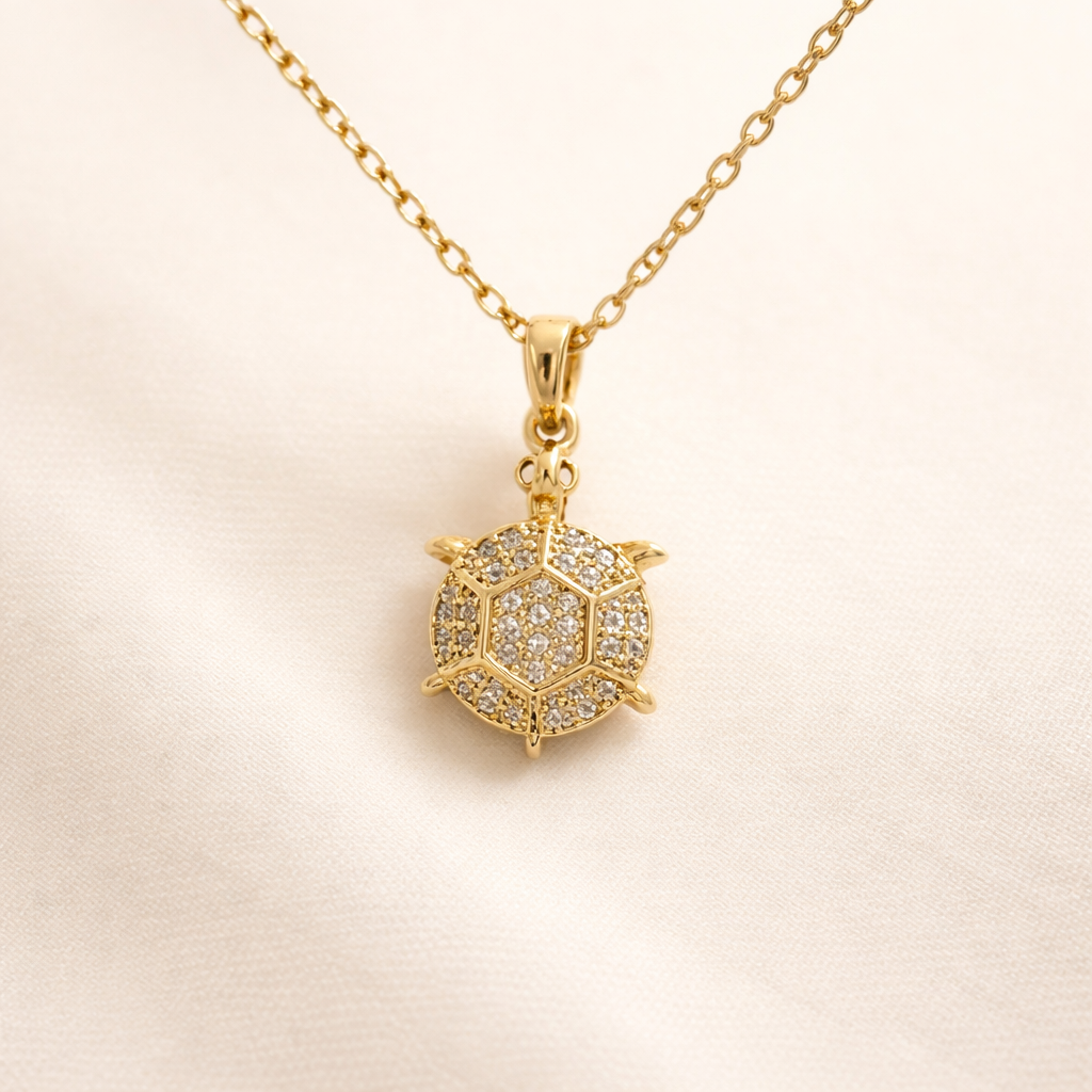Crystal Turtle Pendant Necklace