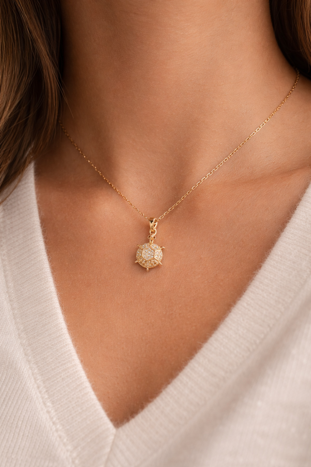 Crystal Turtle Pendant Necklace