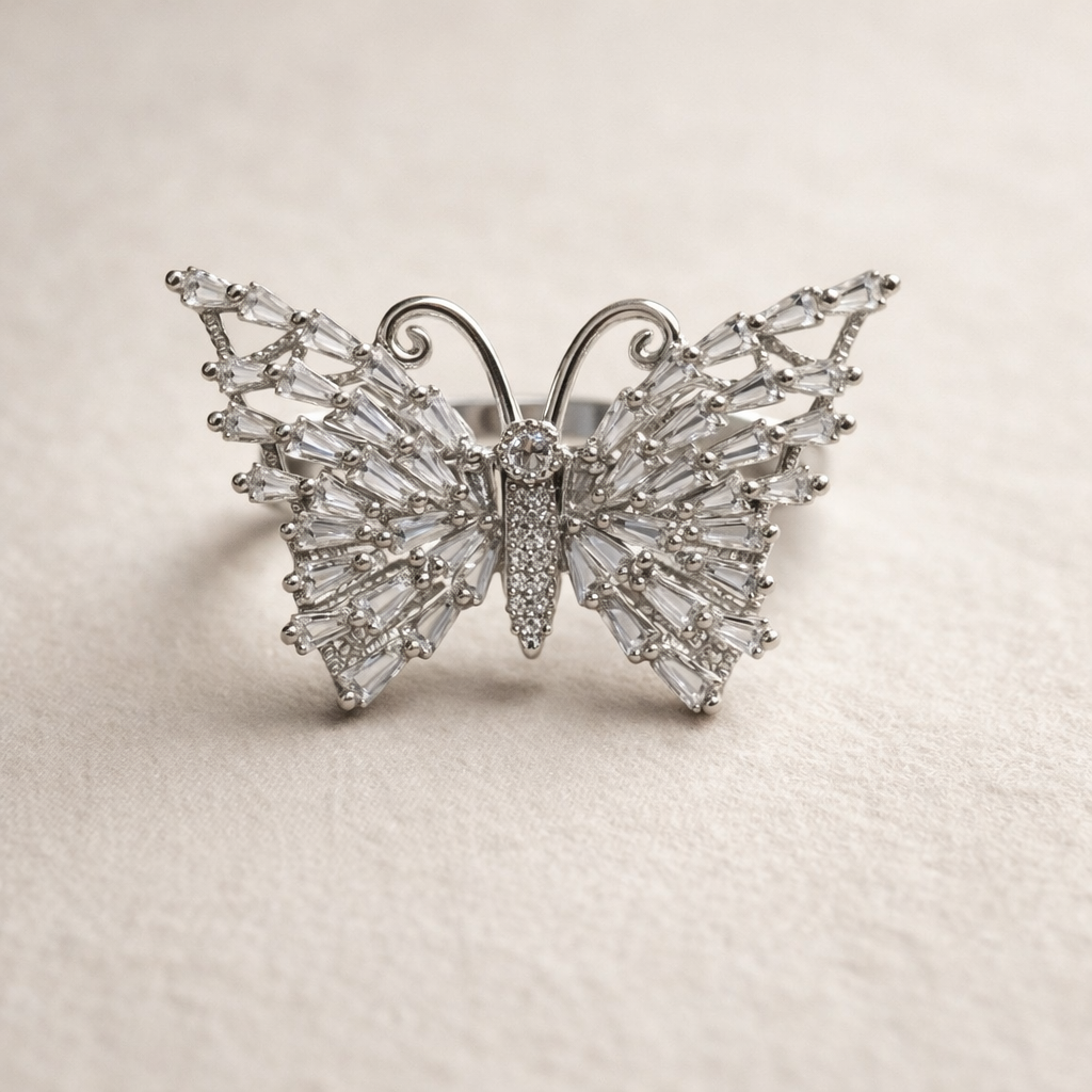 Crystal Butterfly Statement Ring