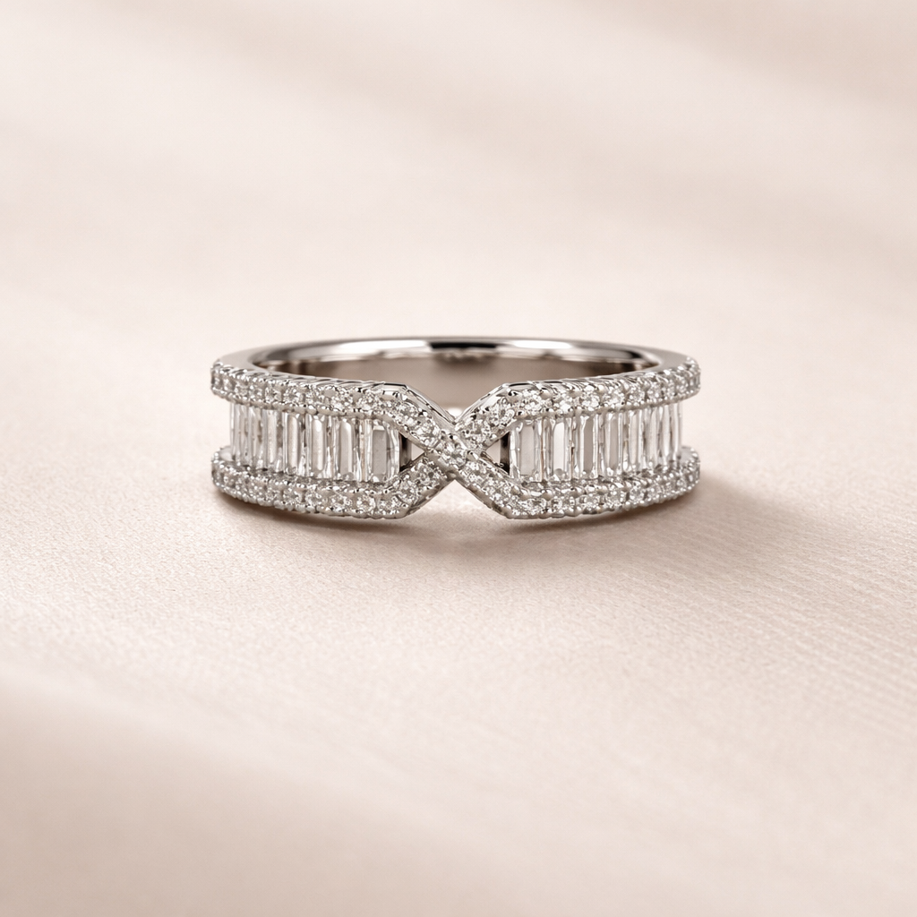 Infinity Twist Baguette Ring