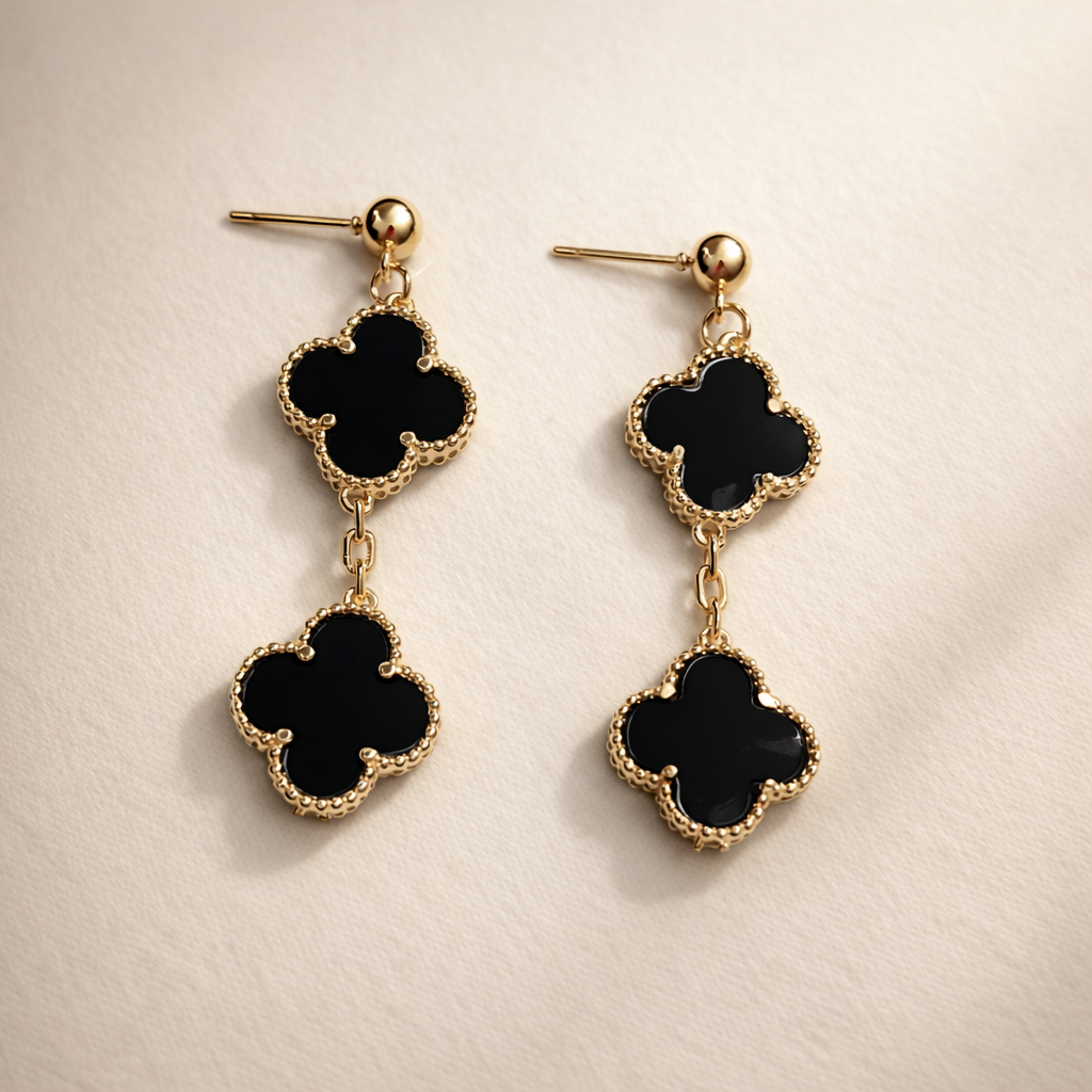 Black Clover Double Drop Earrings