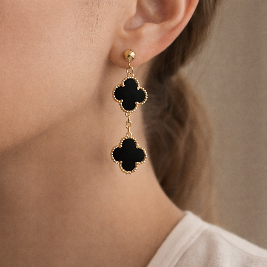 Black Clover Double Drop Earrings