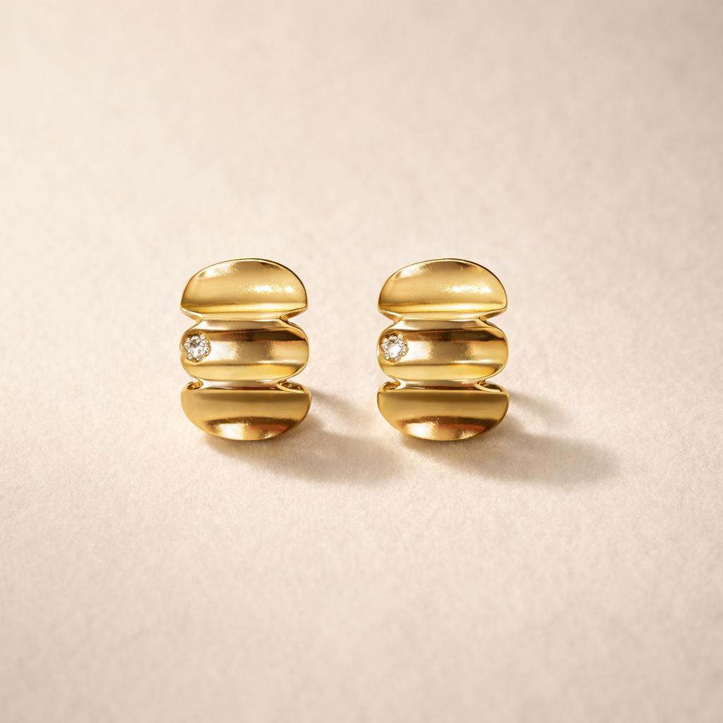 Stacked Dome Crystal Stud Earrings