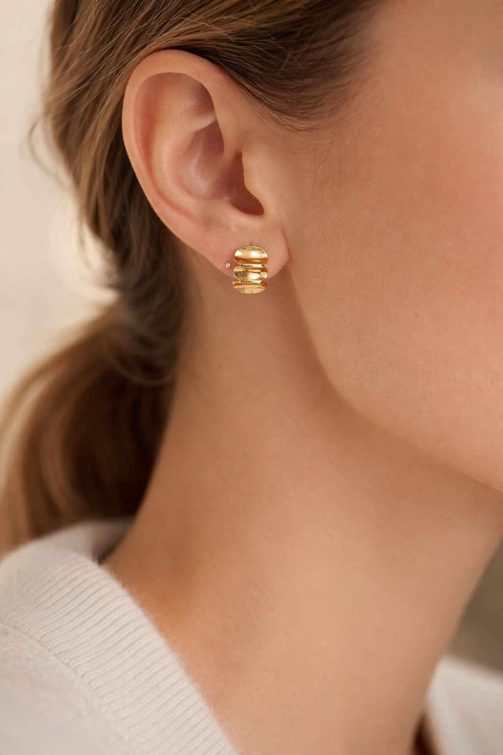 Stacked Dome Crystal Stud Earrings