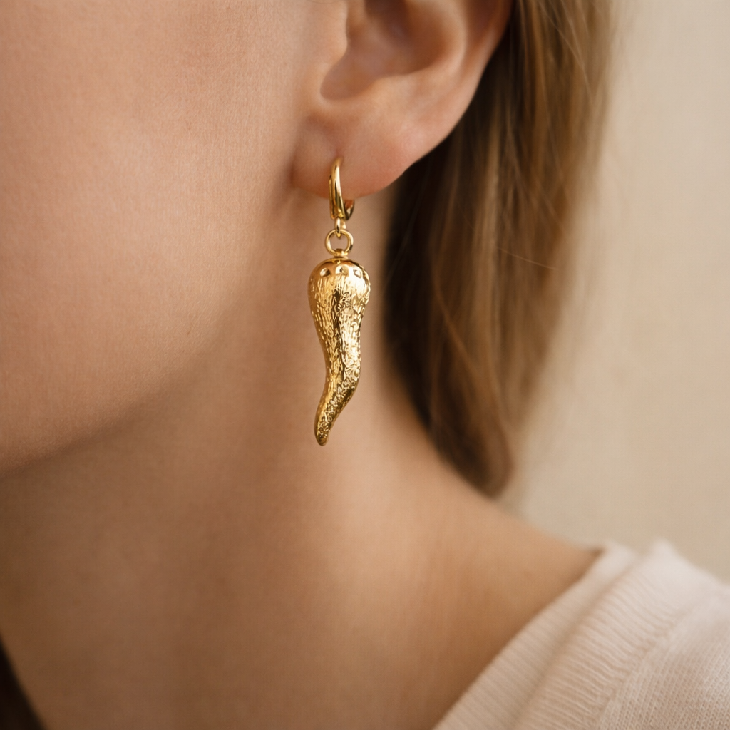 Textured Horn Drop Earrings