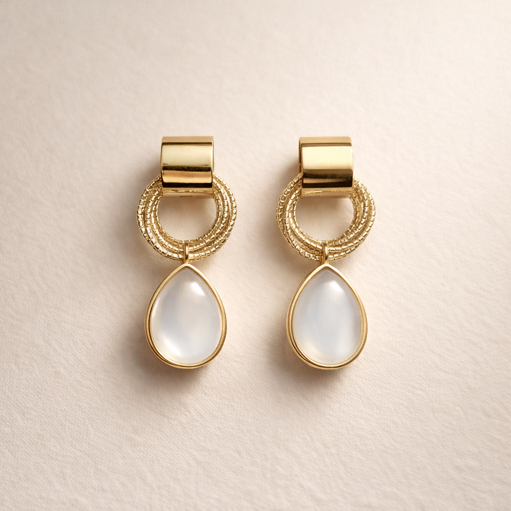 Pearl & Textured Ring Drop Earrings