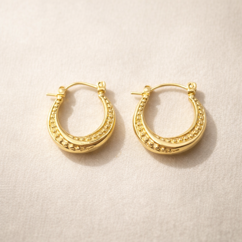 Beaded Textured Hoop Earrings