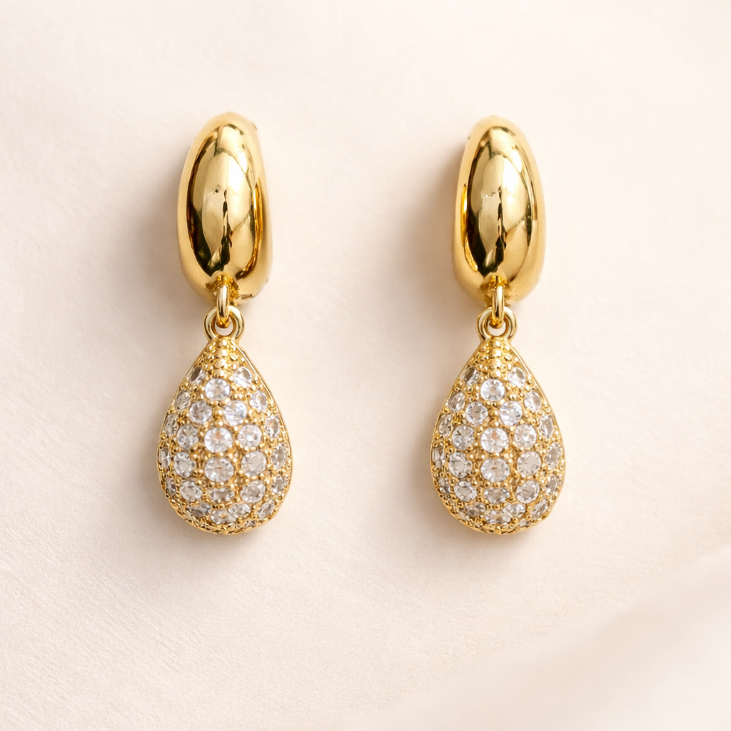 Crystal Teardrop Hoop Earrings