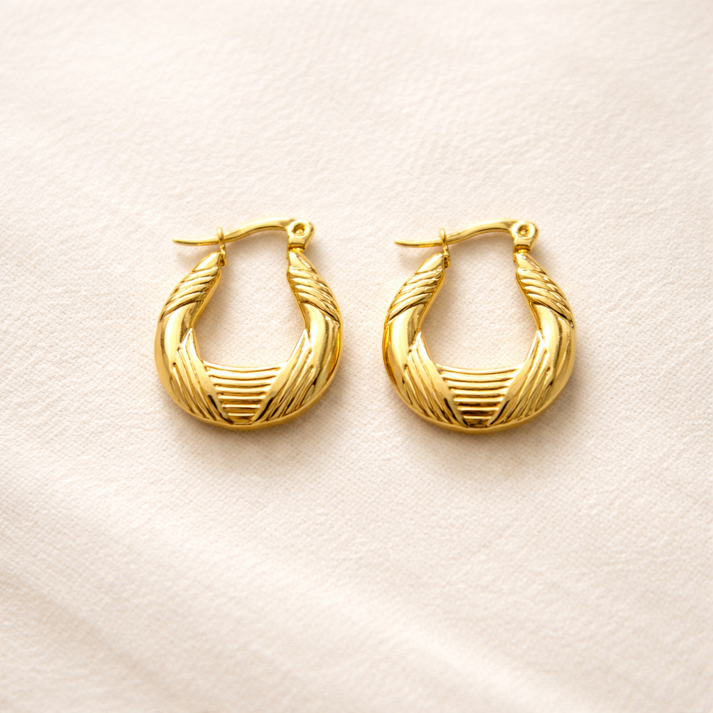 Textured Diagonal Hoop Earrings