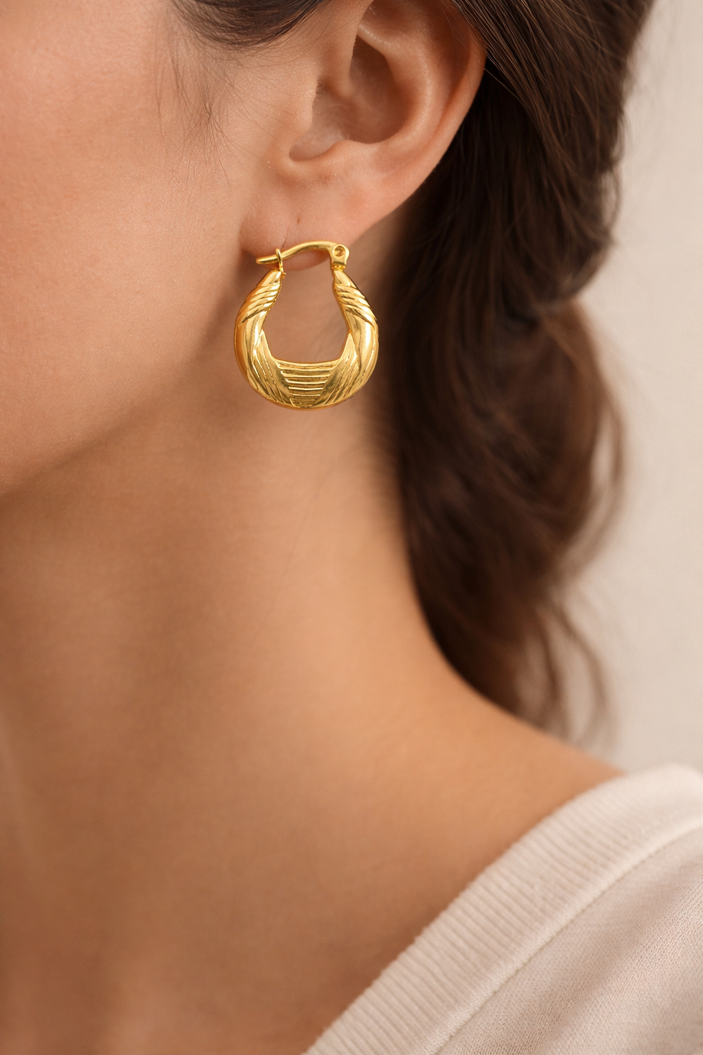 Textured Diagonal Hoop Earrings