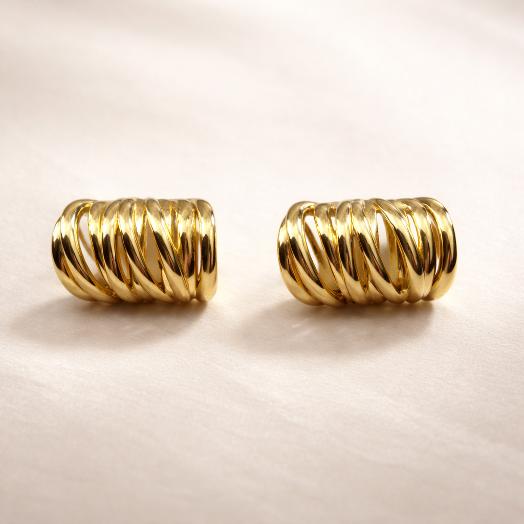 Chunky Ridged Hoop Earrings