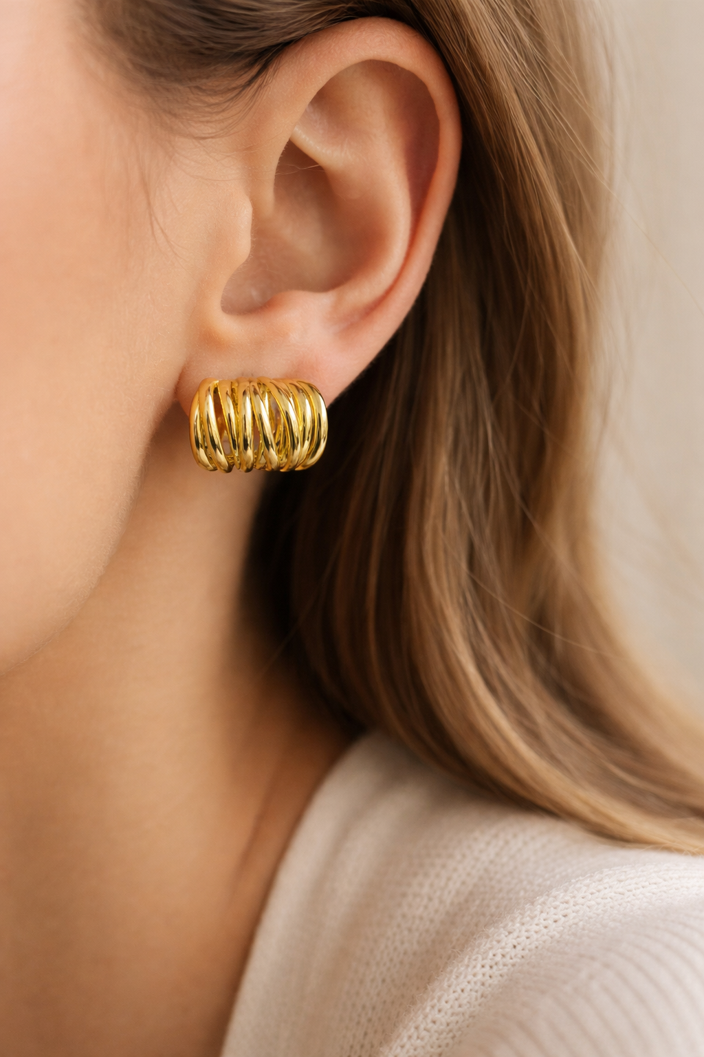 Chunky Ridged Hoop Earrings
