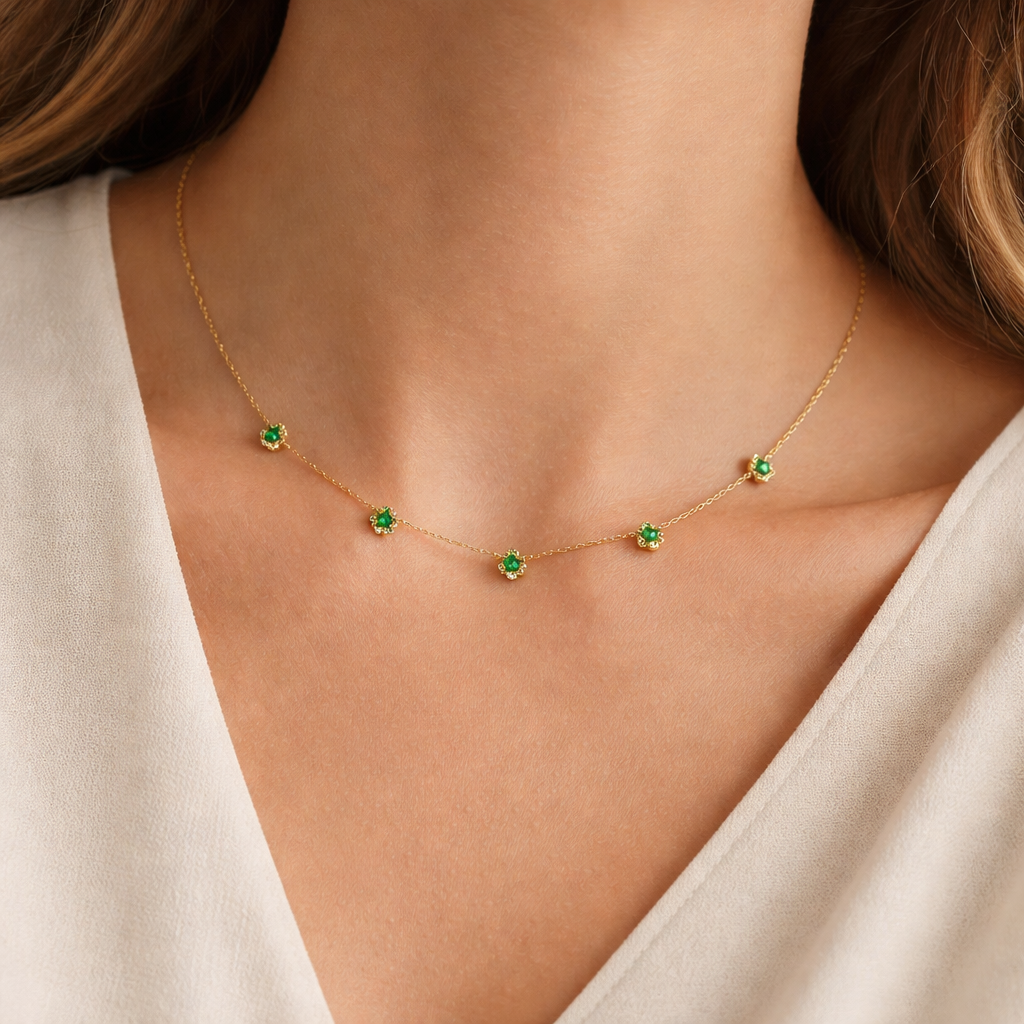 Green Stone Gold Necklace