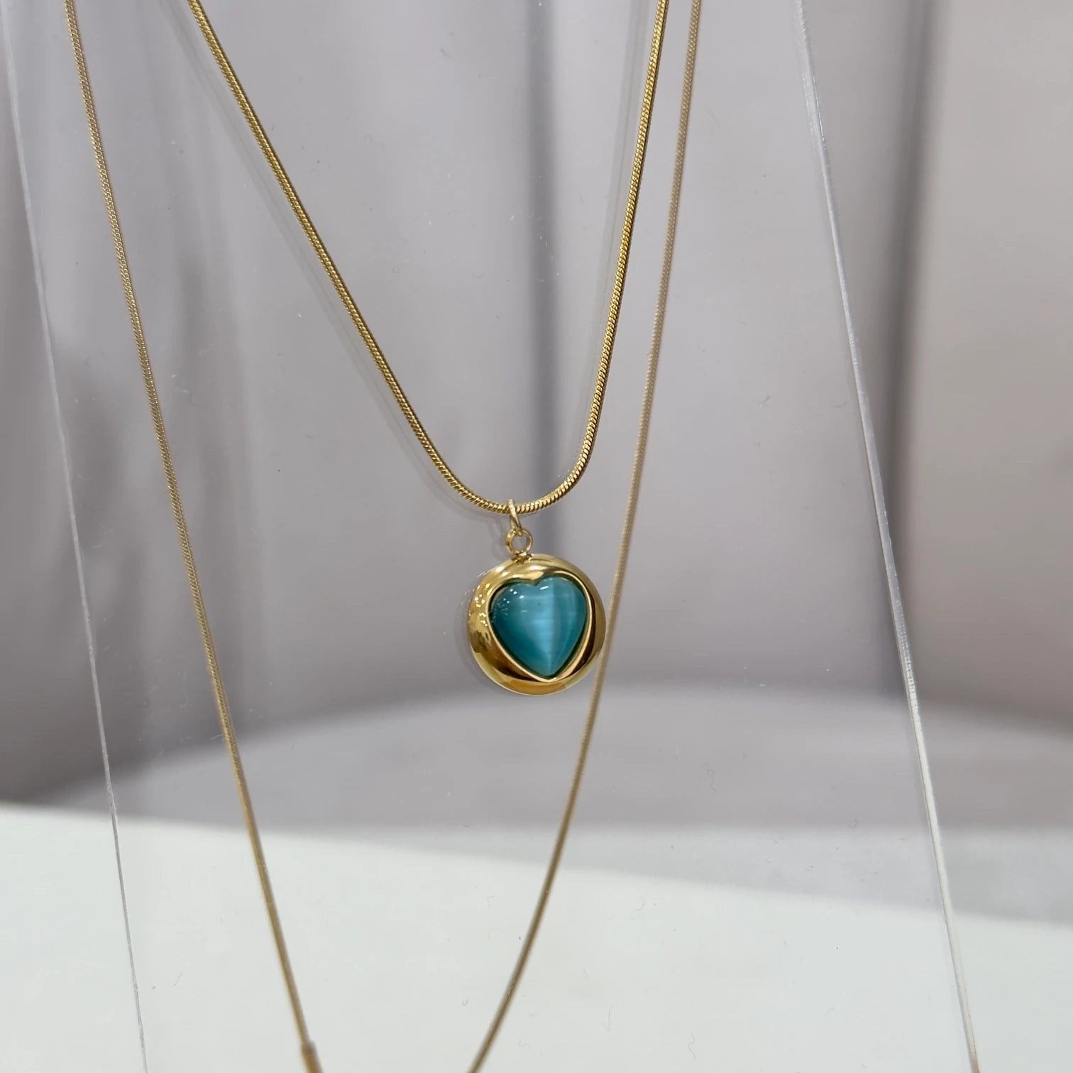 Blue Heart Pendant Necklace