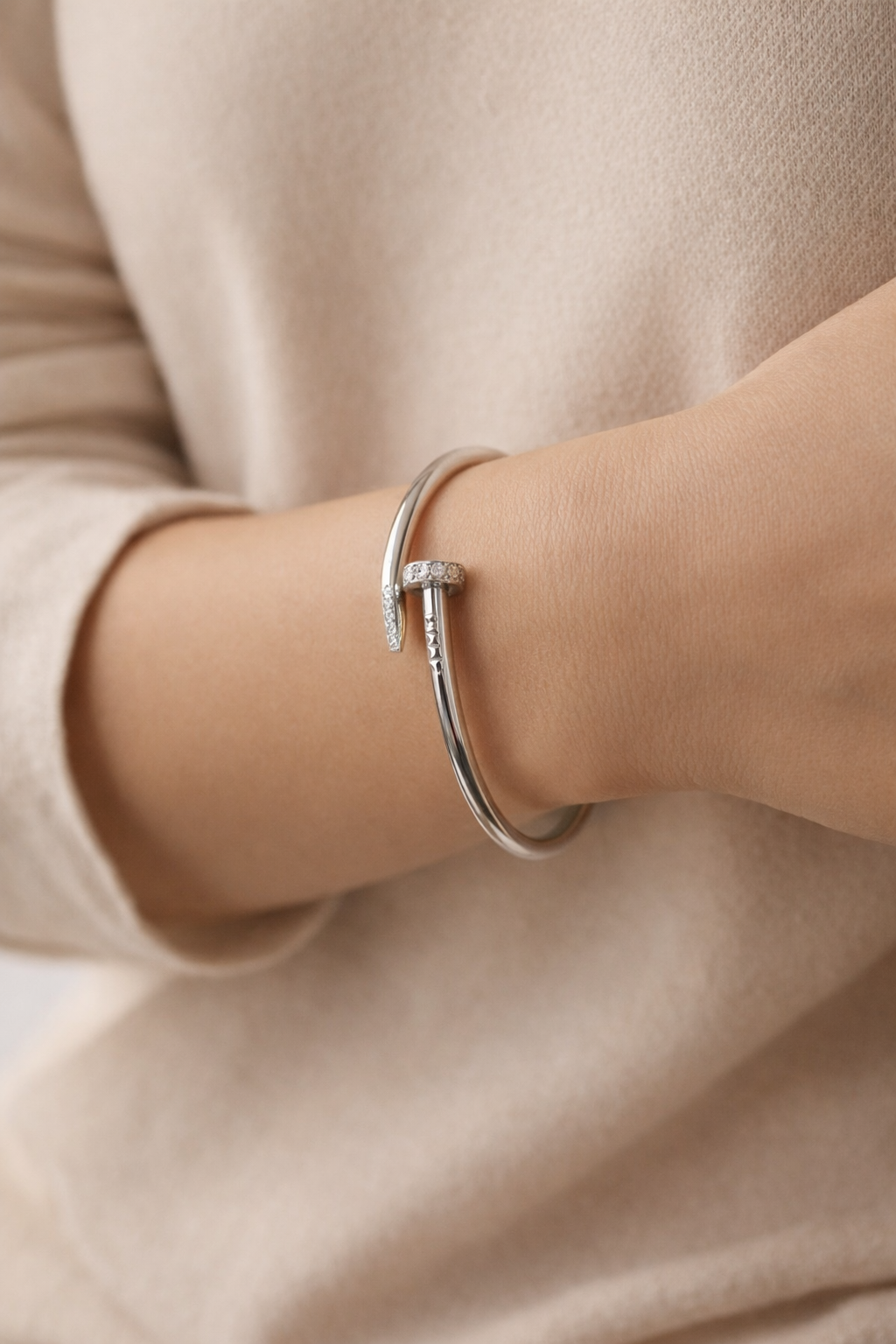 Silver Crystal Nail Bracelet