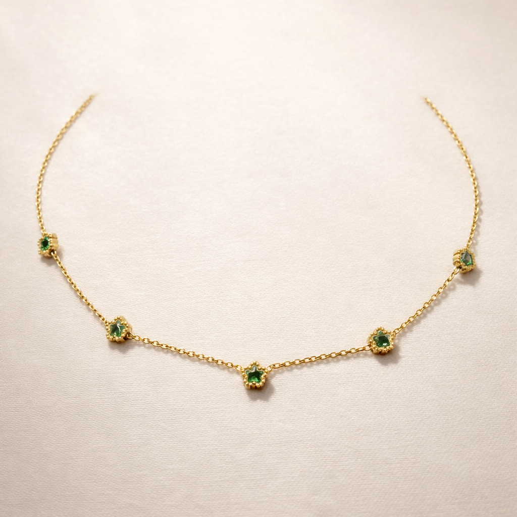 Green Stone Gold Necklace
