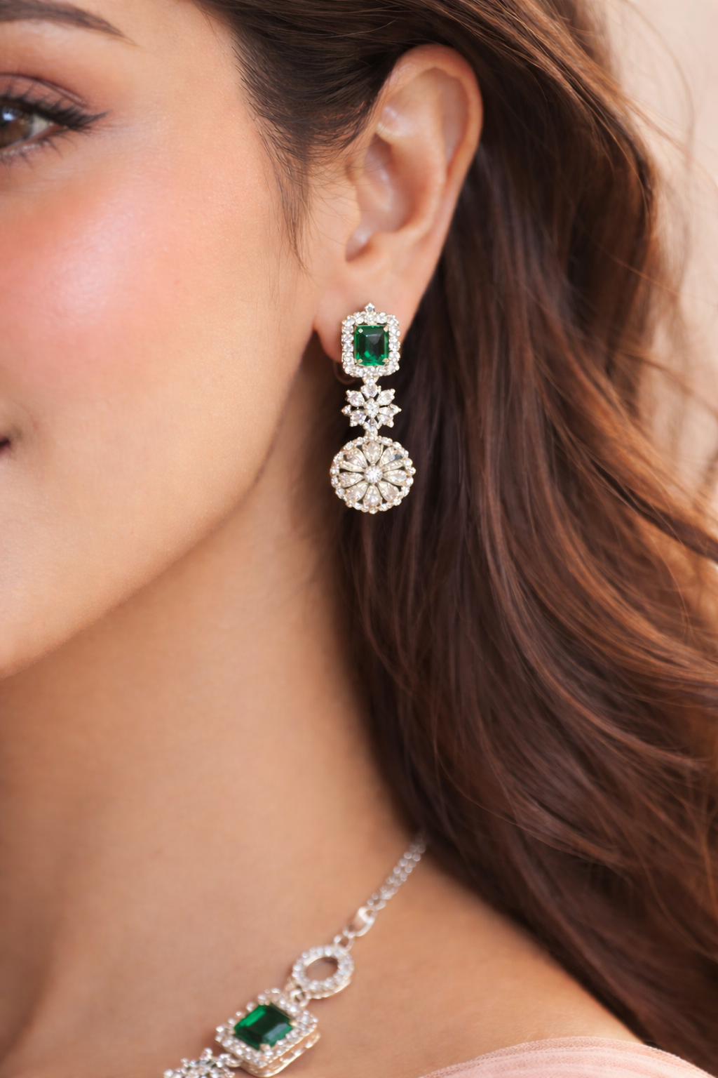 Emerald Crystal Floral Set