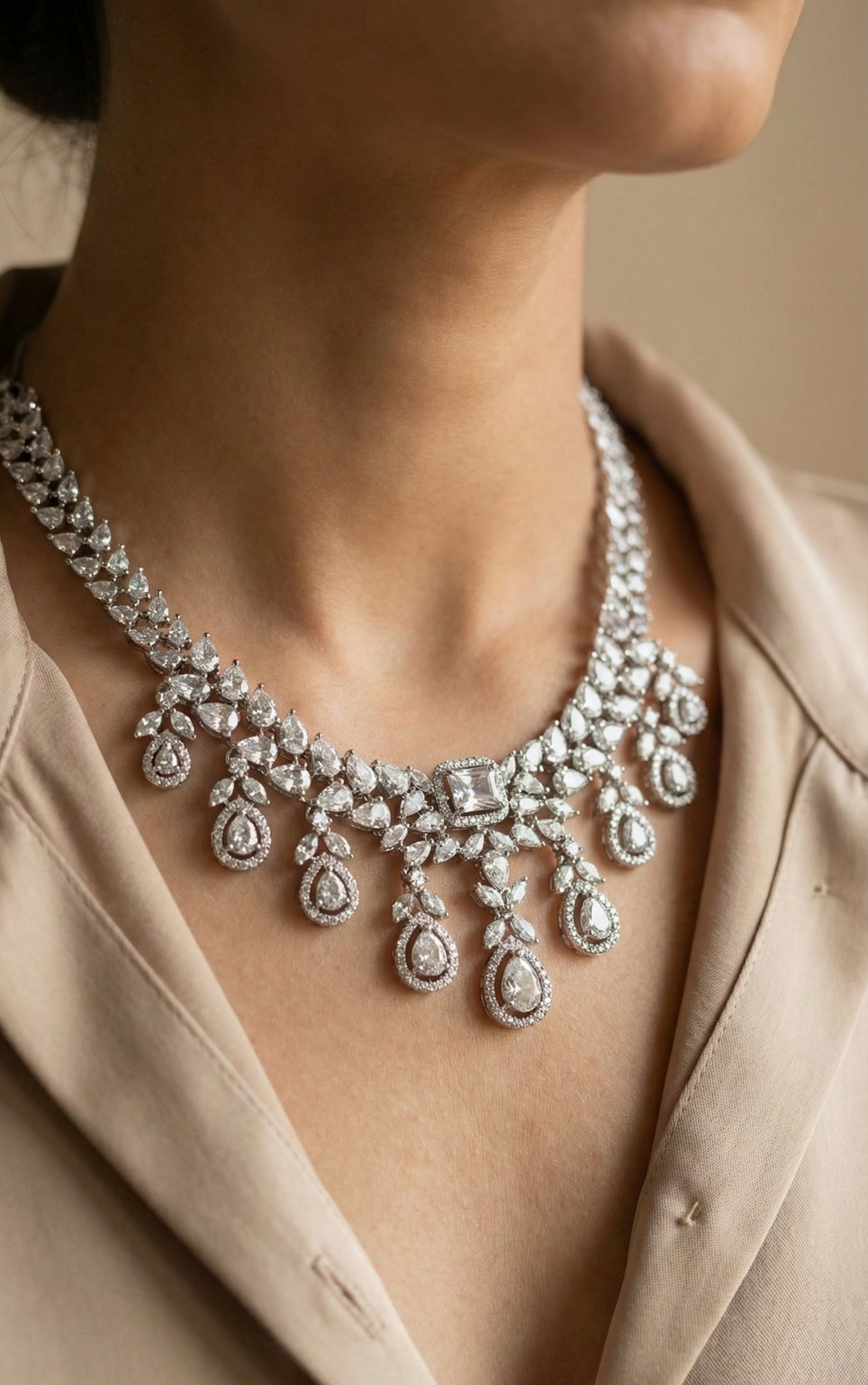 Crystal Teardrop Statement Set