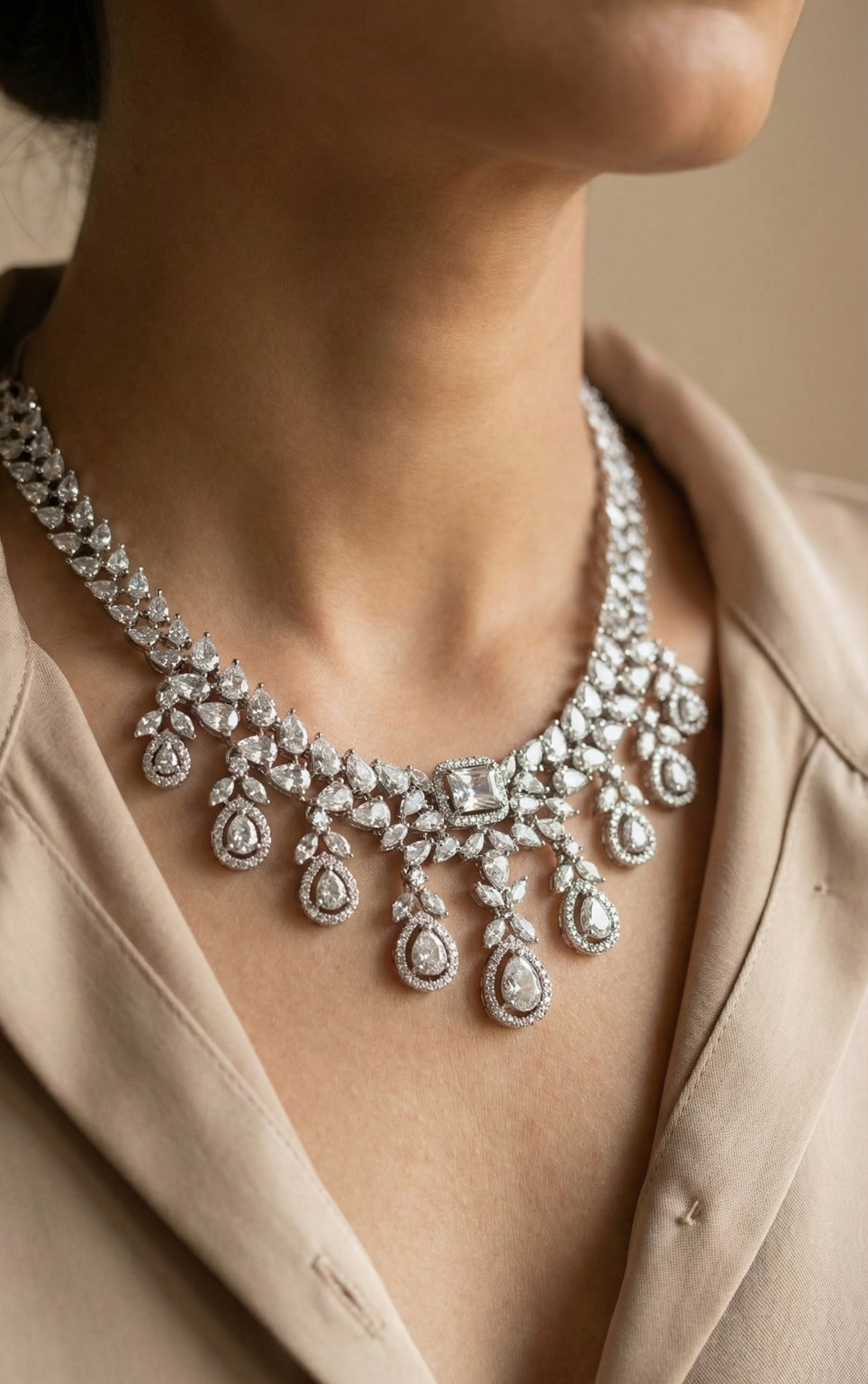 Crystal Teardrop Statement Set