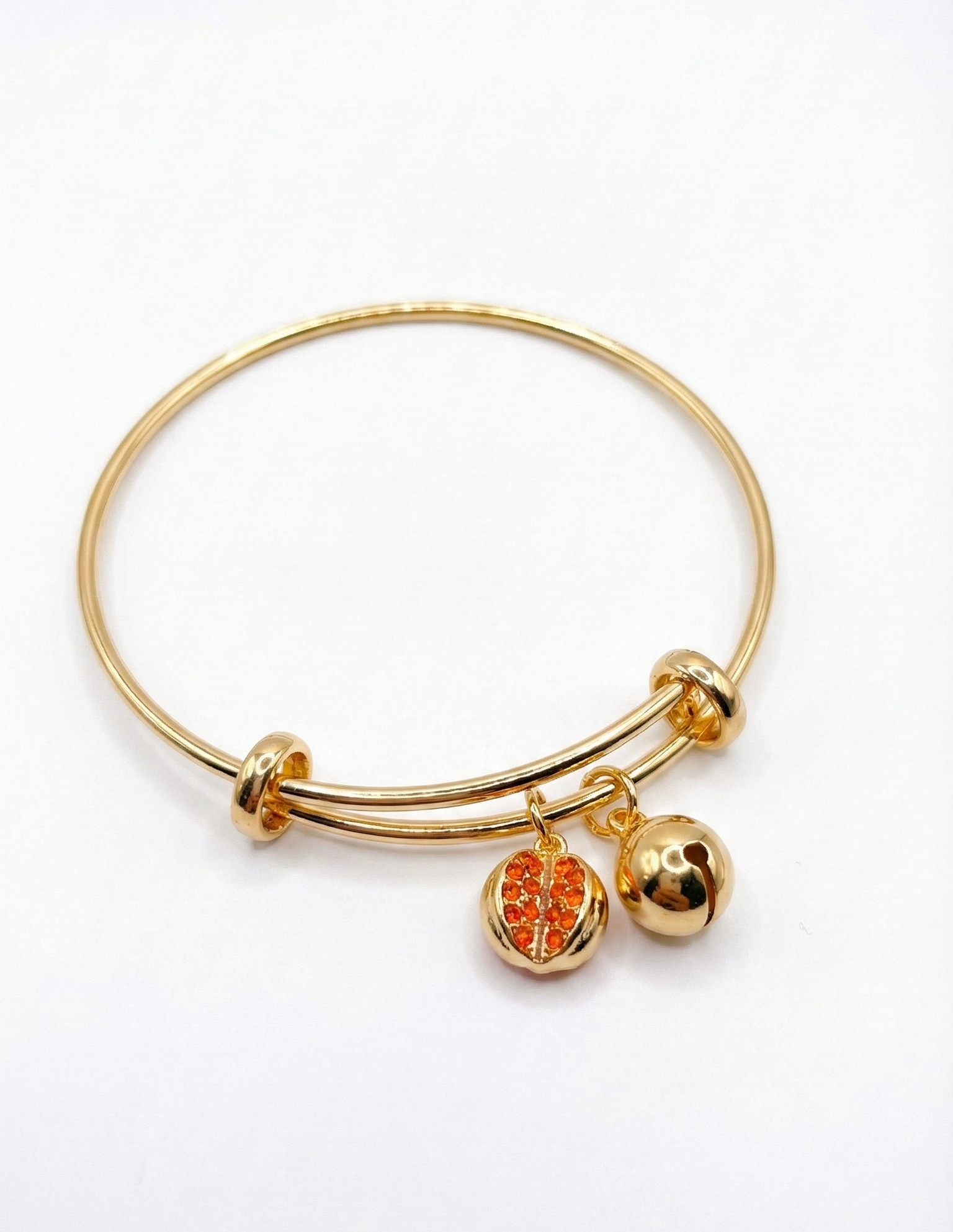 Orange Charm Bangle Bracelet