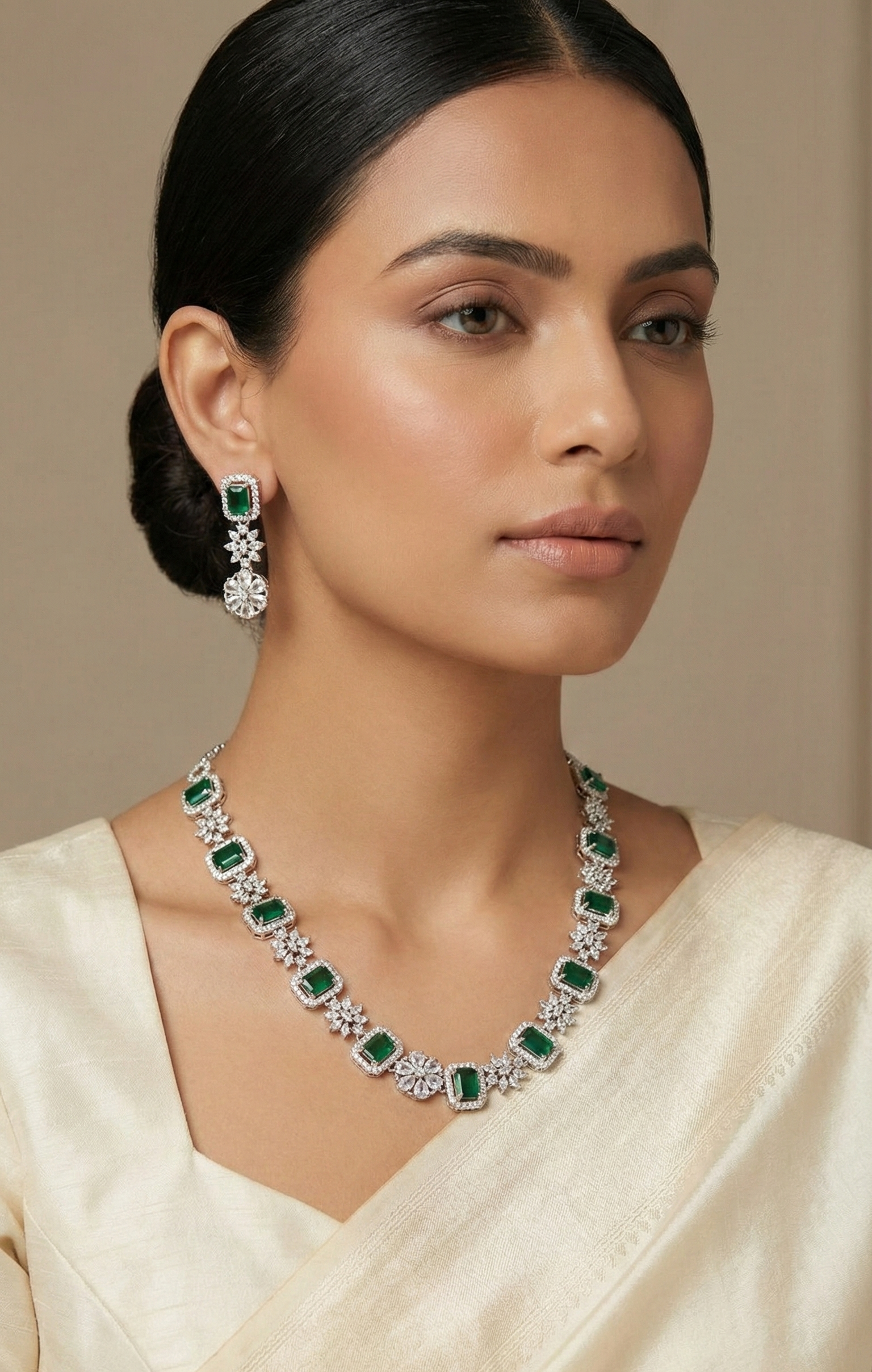 Emerald Crystal Floral Set