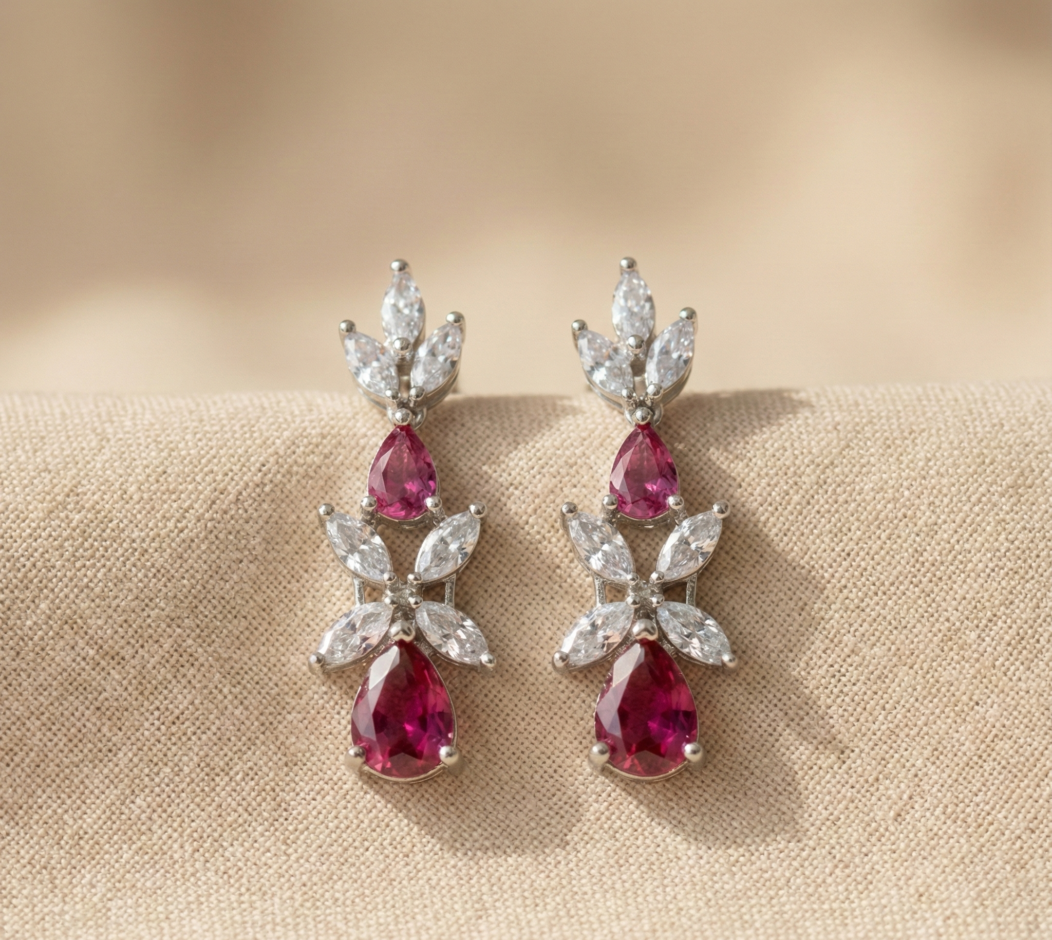Ruby Crystal Teardrop Set