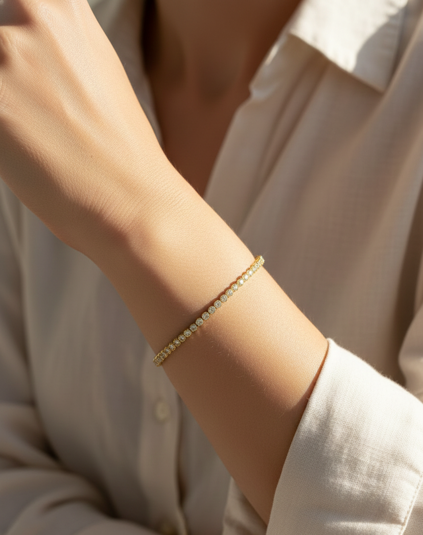Bezel-Set Tennis Bracelet