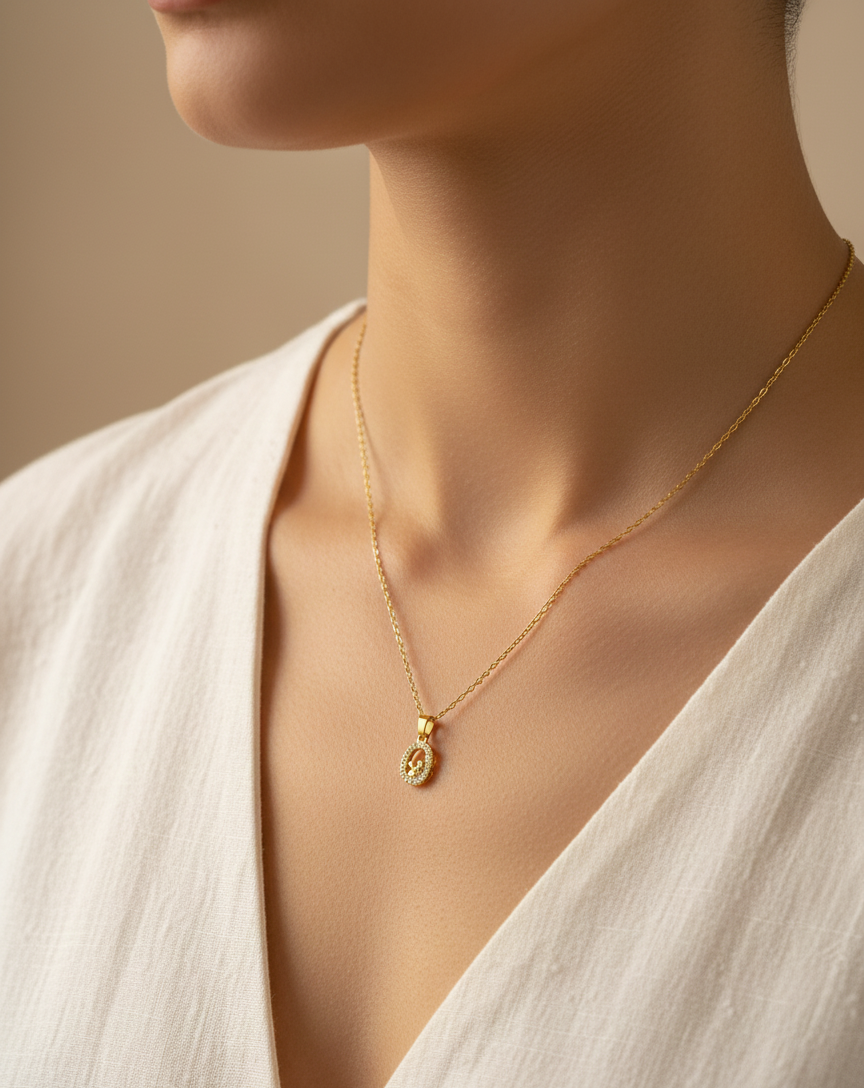 Golden Crystal Charm Necklace