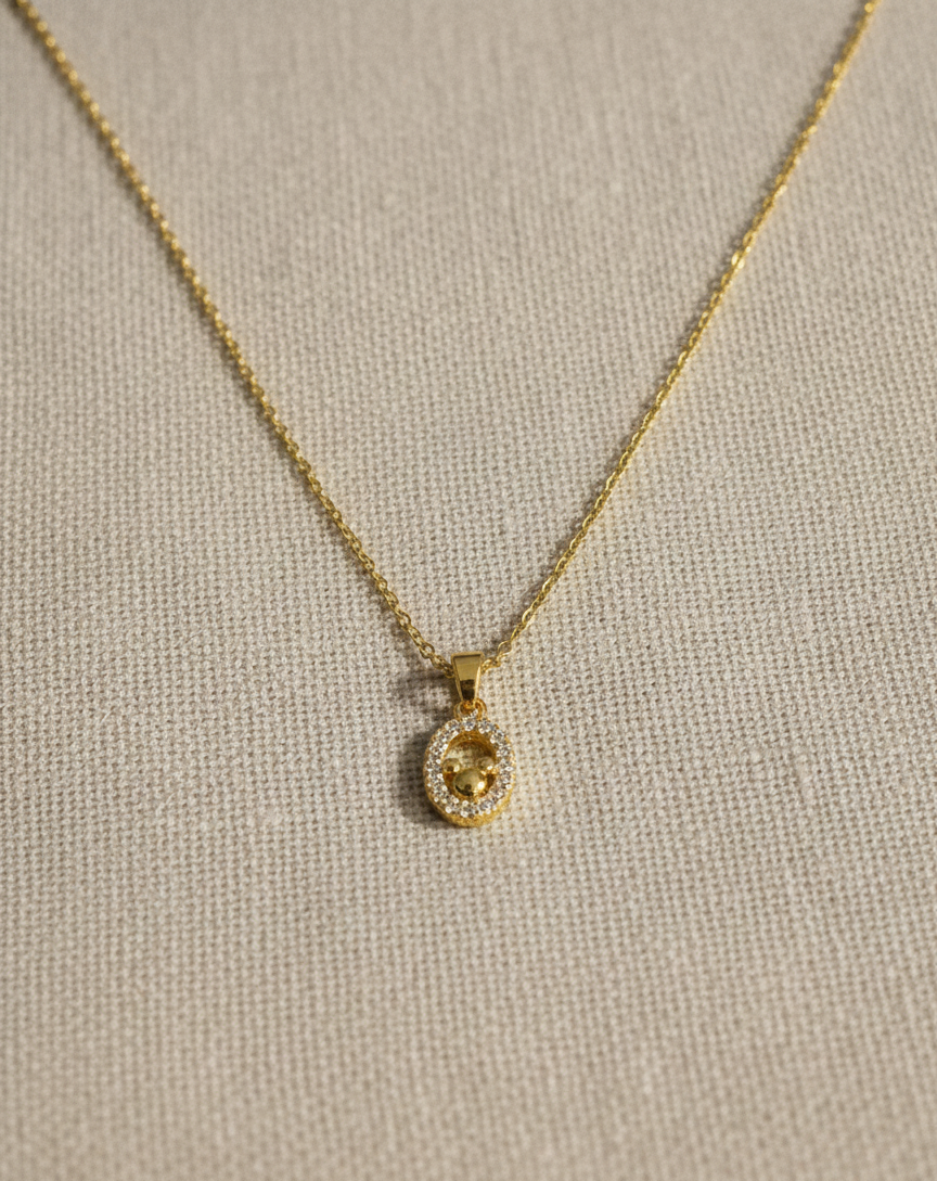 Golden Crystal Charm Necklace