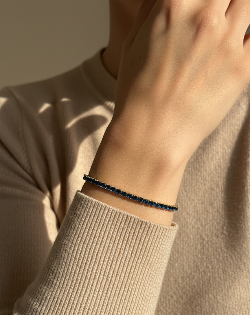 Blue Crystal Tennis Bracelet