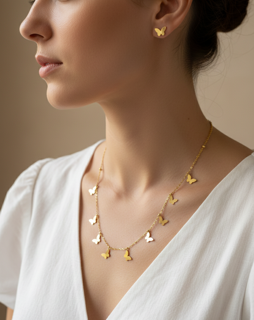 Golden Butterfly Charm Set